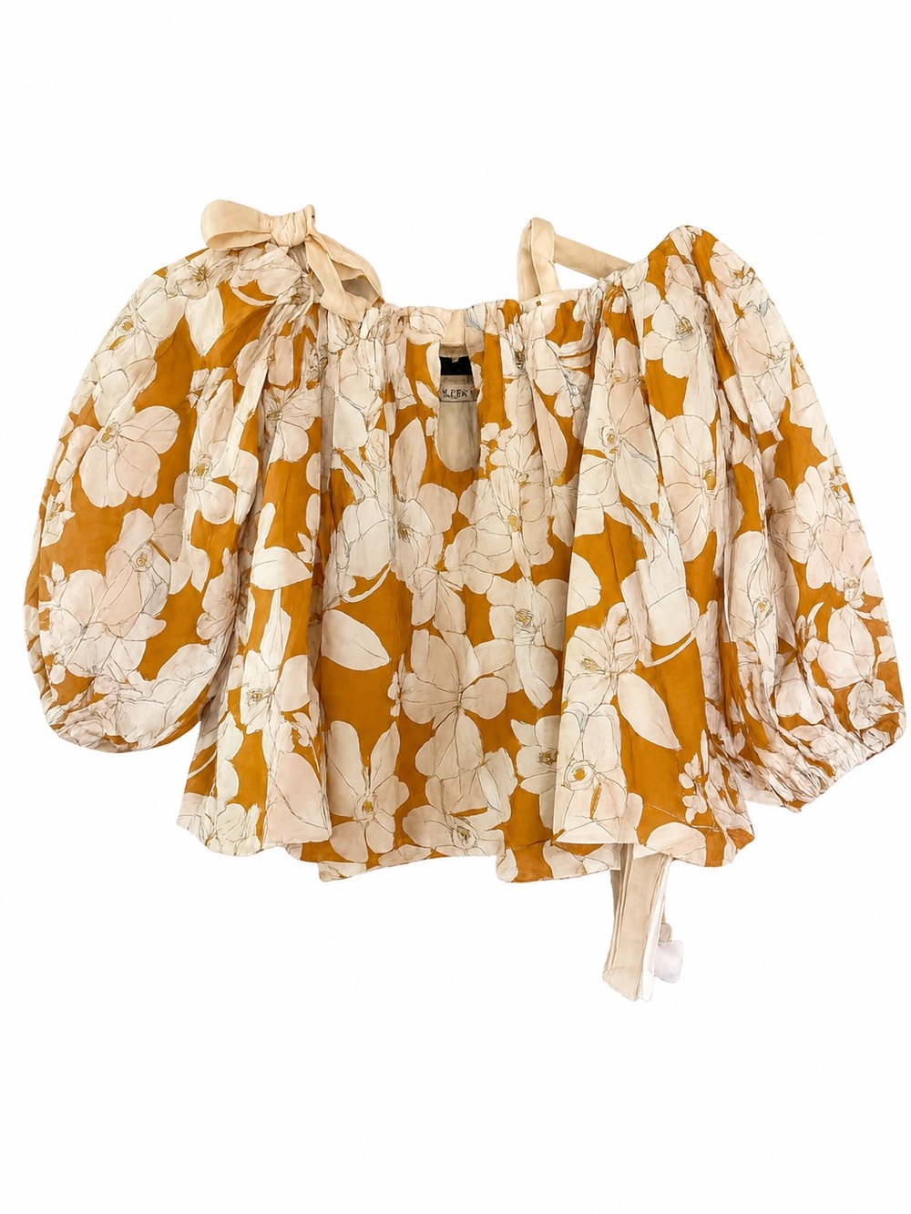 Mon Renn Magnolia Floral Off Shoulder Balloon Sleeve Blouse XS
